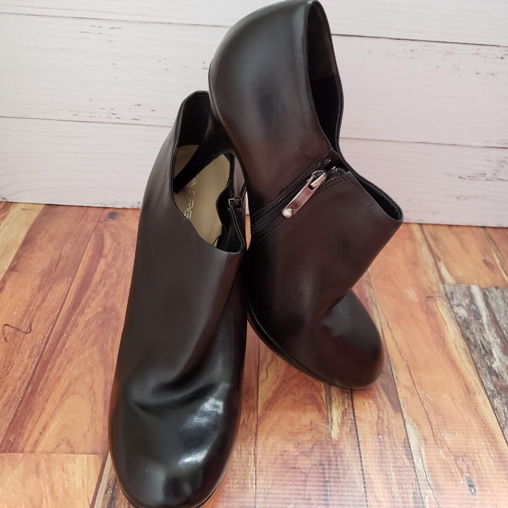 Via Spiga black zip up heeled boots
